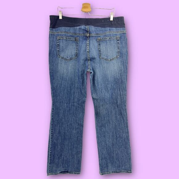 Old Navy (XL) Maternity Long Stretch Full Panel Blue Bootcut Jeans Dark Wash - Picture 2 of 10